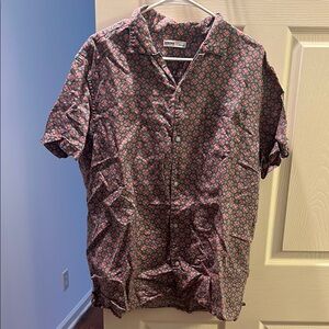 Sonoma Men's Casual Button Down Shirt - Red and Blue Pattern